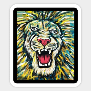African Lion, Anima African Art Sticker